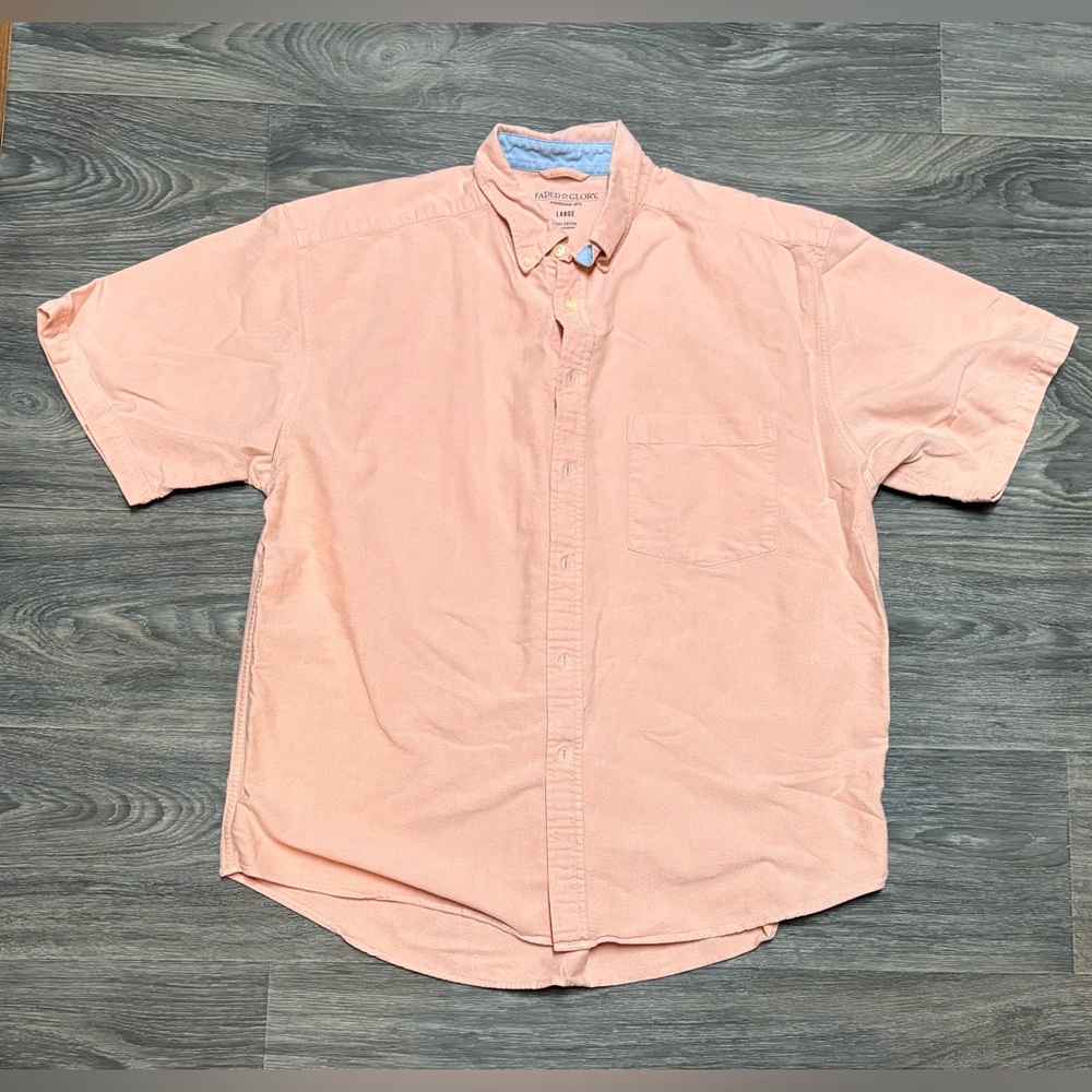 Faded Glory Men's Light Peach Casual Button Down Shirt